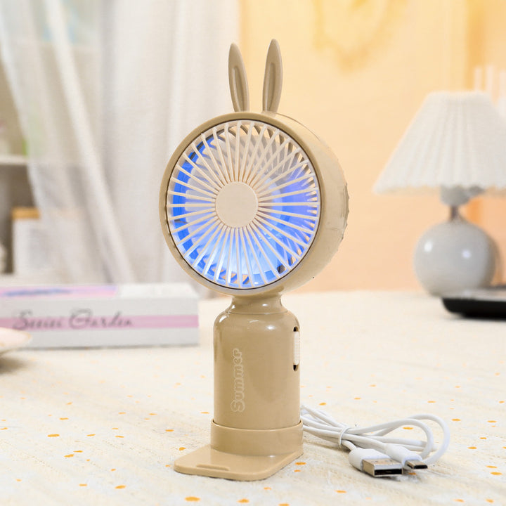 Women's Portable Hand Fan with Cute Ears Bowlift