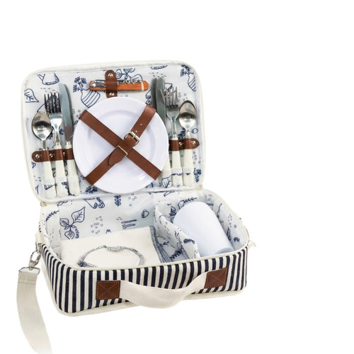 Ladies Picnic Basket with Complete Dish Set and Sturdy Storage Compartments Bowlift