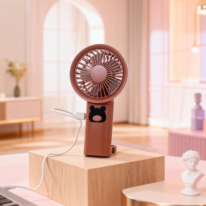 Women Portable Hand Fan with Cute Bear Design Bowlift 1781628530