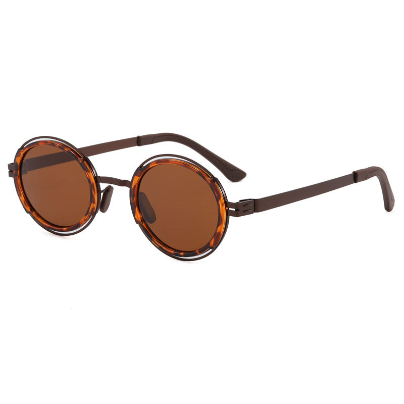 Women's fashionable round sunglasses with elegant metal frame Bowlift