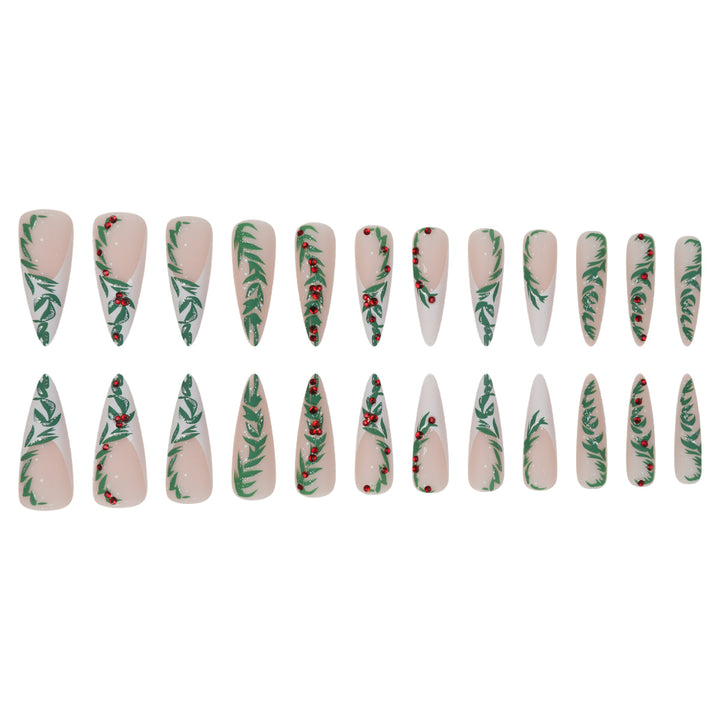 Premium Stiletto Press-On Nails with Holiday-Themed Design Bowlift