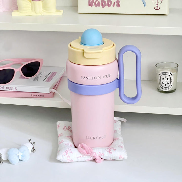 Ladies Multifunctional Insulated Bottle with Unique Lid Bowlift