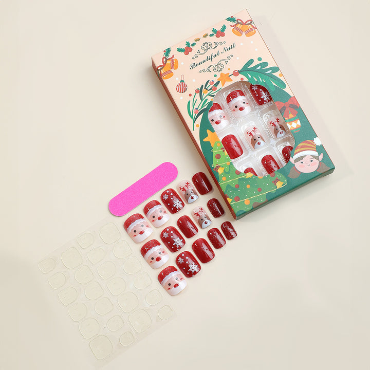 Festive Artificial Nail Set with Christmas Designs Bowlift
