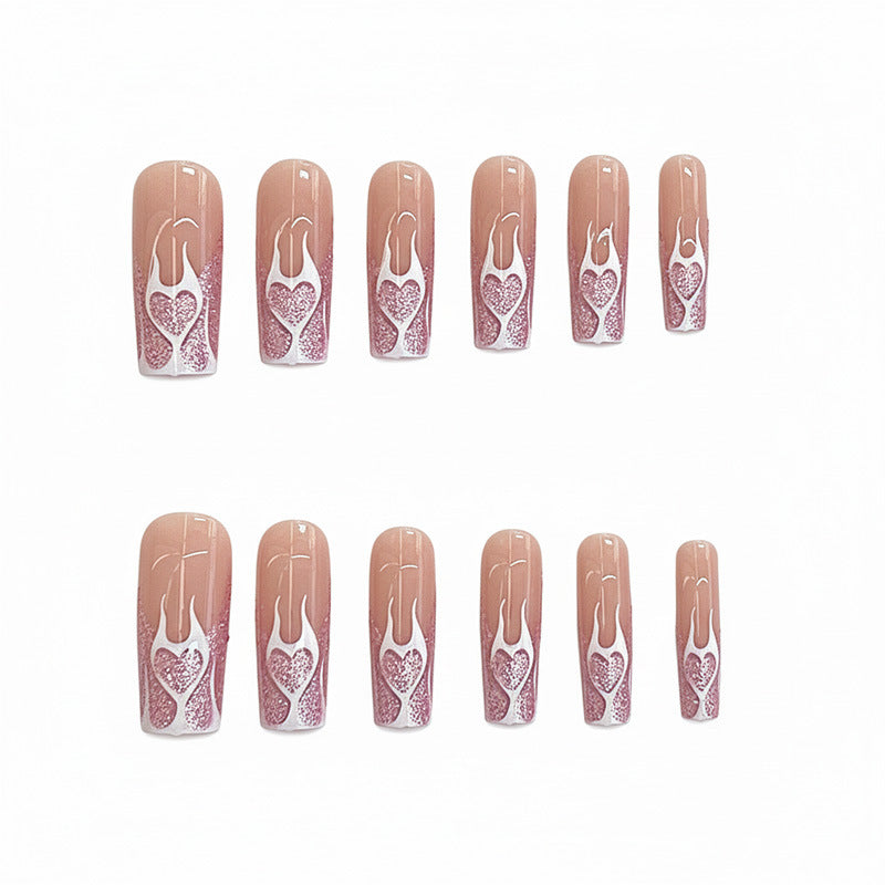 Heart Flames Press-On Nail Art Bowlift