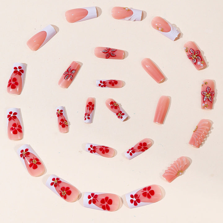 Elegant Floral Acrylic Nail Art Bowlift