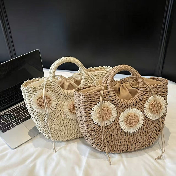 Padded basket bag with floral embellishments Bowlift