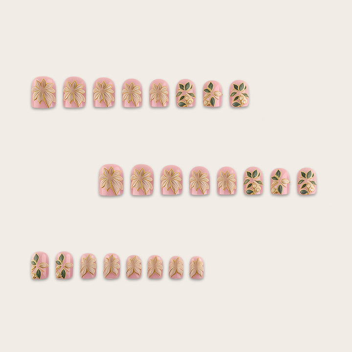 Artificial nails with elegant flower design Bowlift