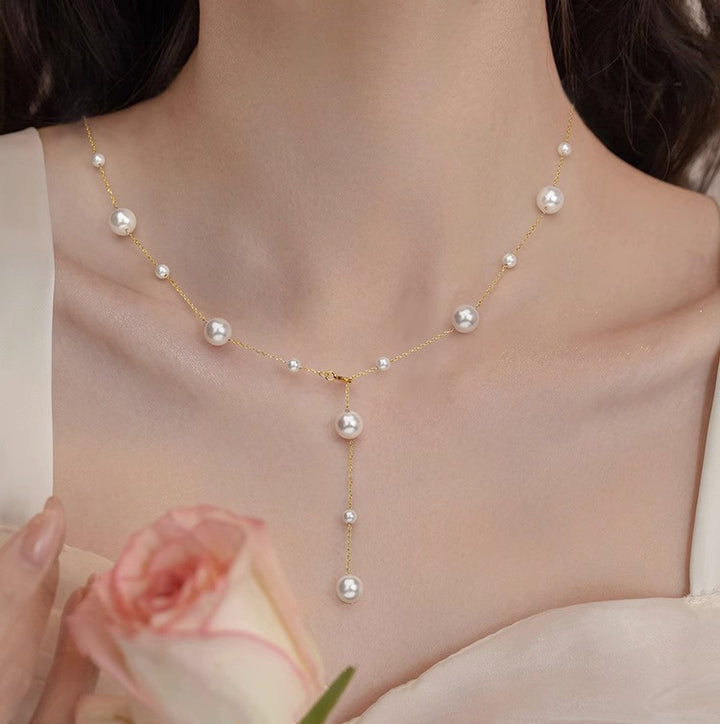 Pearl Drop Lariat Necklace Bowlift