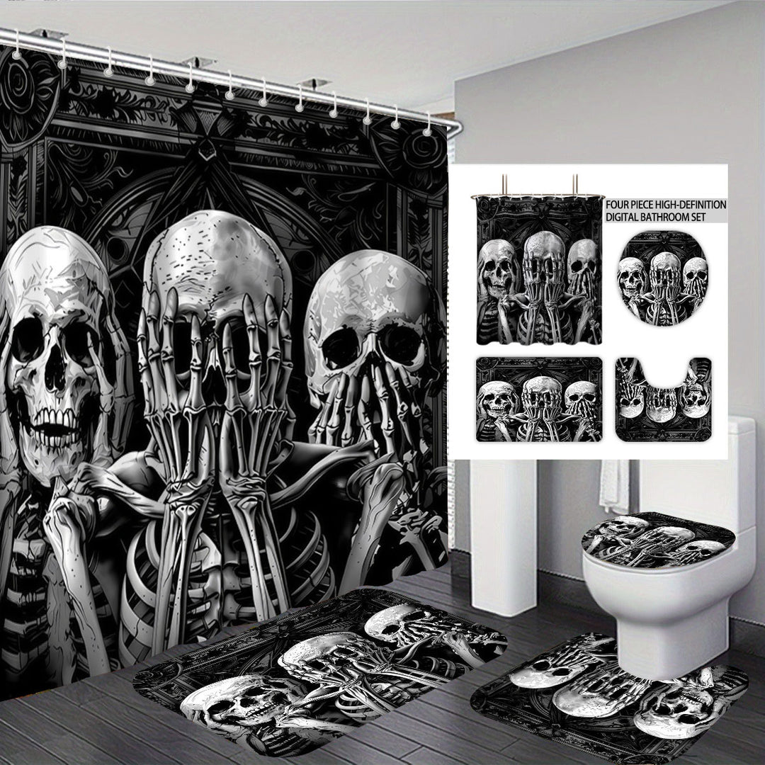 Artistic Skull Themed Bathroom Set Bowlift