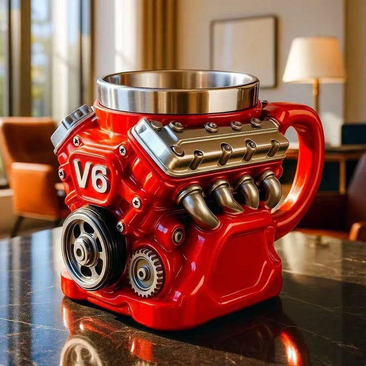 Vee Engine Novelty Ceramic and Stainless Steel Coffee Mug Bowlift