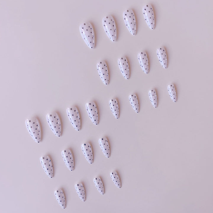 Acrylic Nail Set with Modern Polka Dot Design Bowlift
