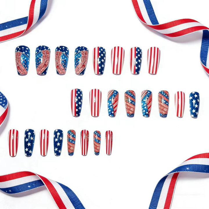 Patriotic Star and Stripes Nail Art Bowlift
