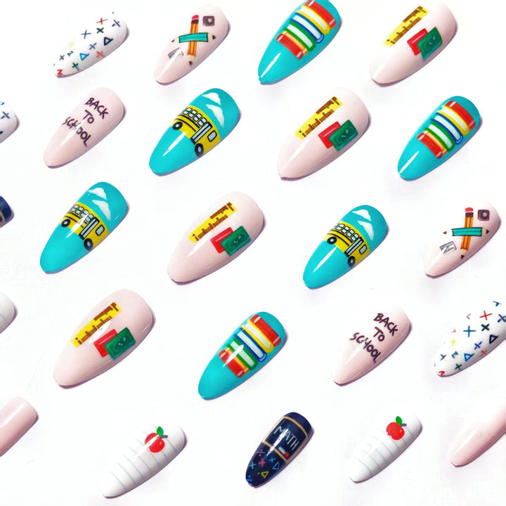 Art Nails with Creative School Motif Bowlift