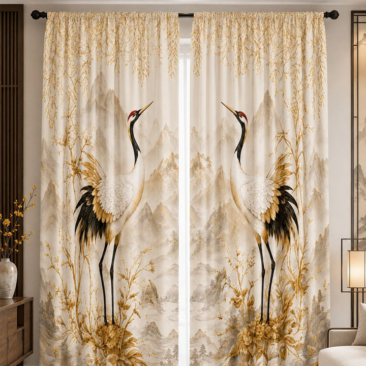 Ornate Bird Patterned Window Curtain