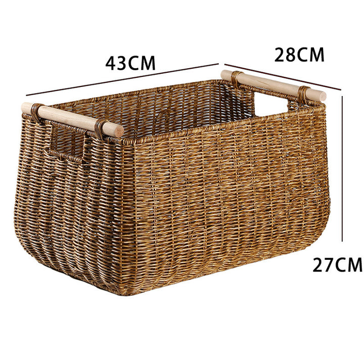 Large Handwoven Storage Basket with Ergonomic Handles Bowlift