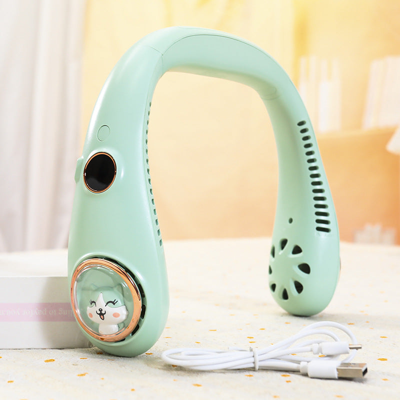 Women's Portable Neck Fan with Cooling Spray Function Bowlift