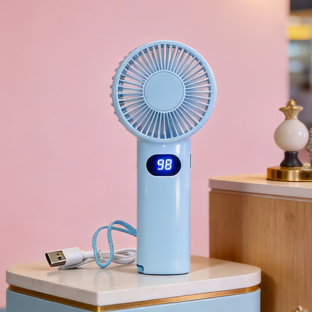 Women's Portable Mini Handheld Fan with LCD Display Bowlift