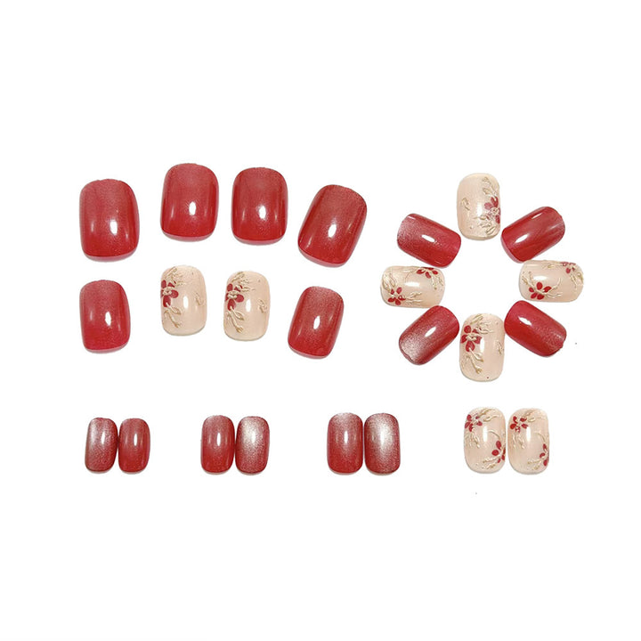Elegant Artificial Nail Set with Floral Accents Bowlift