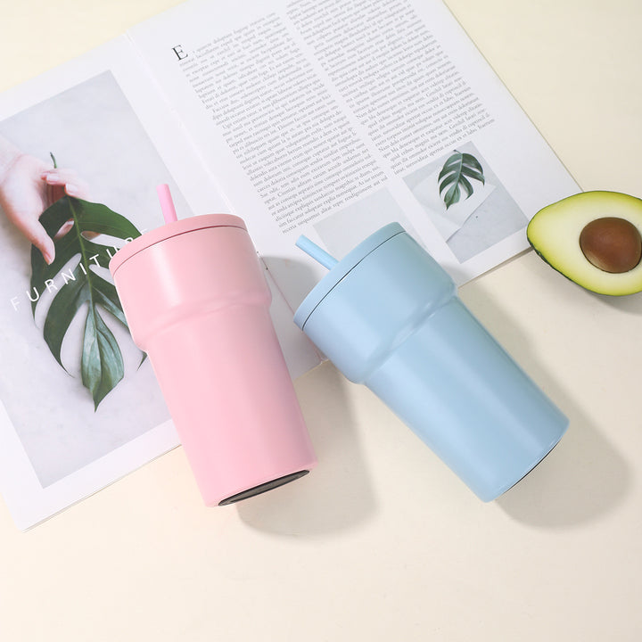 Unisex Insulated Drinking Cup with Dust Protection Lid and Straw Bowlift