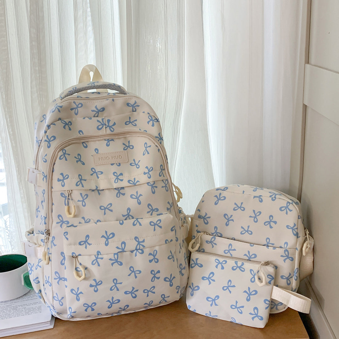 Cute Bow Print Backpack