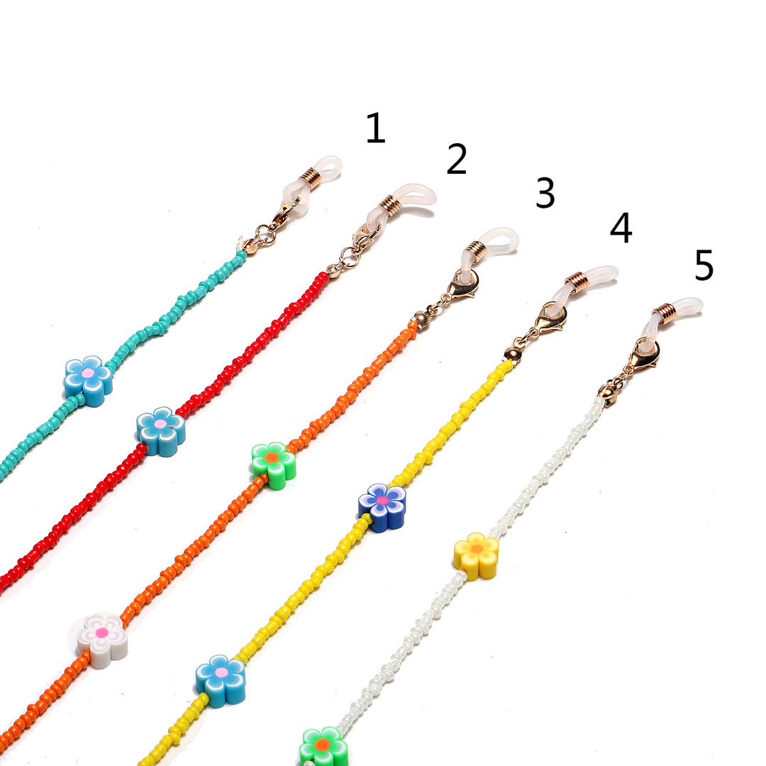 Decorative Flower Beaded Eyewear Chain Bowlift