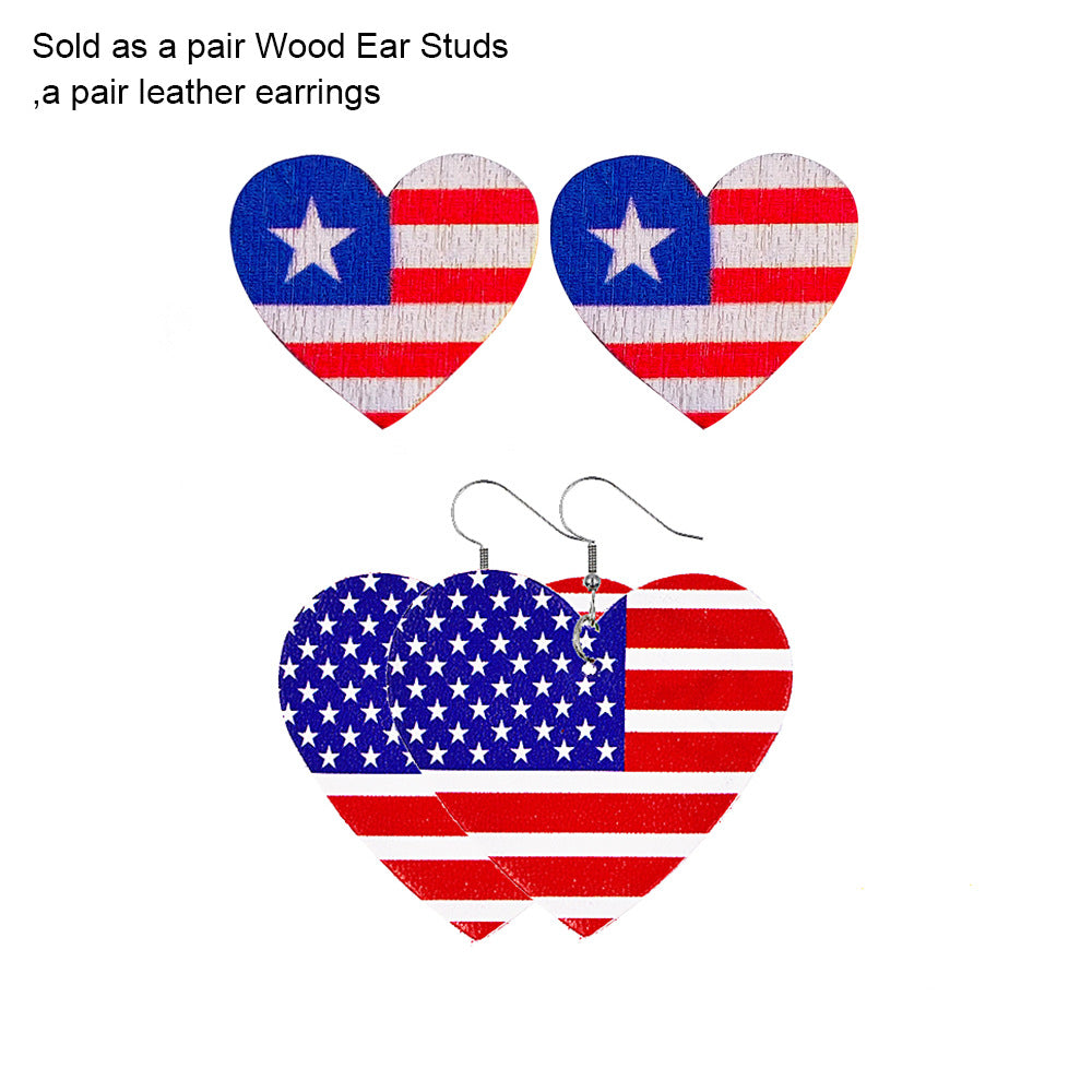 Women's nan lightweight drop earrings made of faux leather with star pattern and matching round ear studs Bowlift