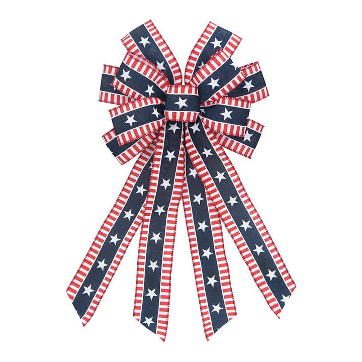 Unisex decorative bow in large size with long ribbons and star pattern for door and wall decoration Bowlift