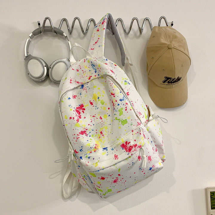 Artistic Splash-Patterned Backpack Bowlift