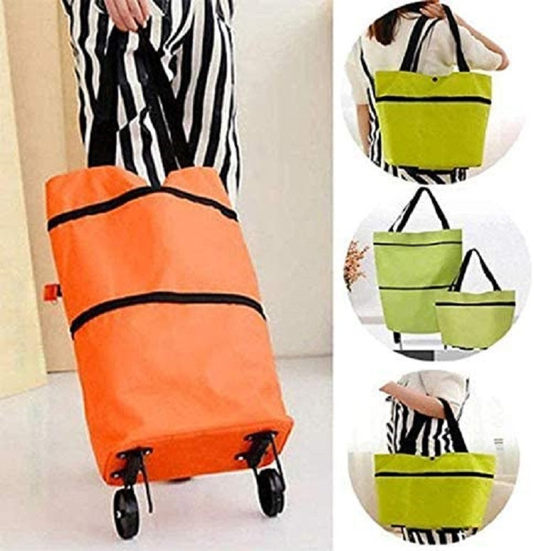 Flower Shopping Cart Bag With Reinforced Wheels And Double Front Pockets