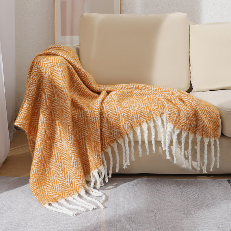 Stylish Herringbone Throw Blanket