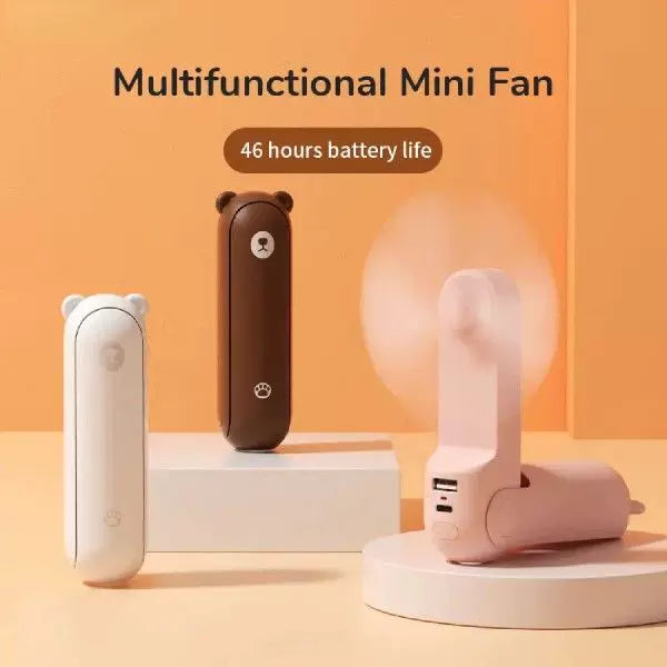 Unisex One Size Folding Rechargeable Portable Mini Fan with Integrated USB Power Bank and Lanyard Bowlift