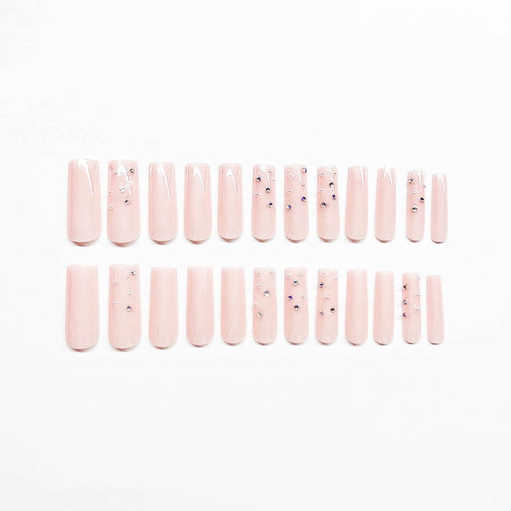 Acrylic nail set with sparkling rhinestone embellishments Bowlift