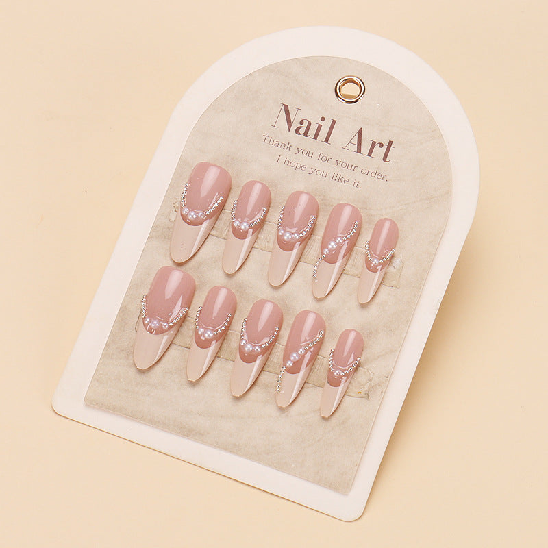 Elegant Stiletto Press-On Nails with Pearl Accents Bowlift
