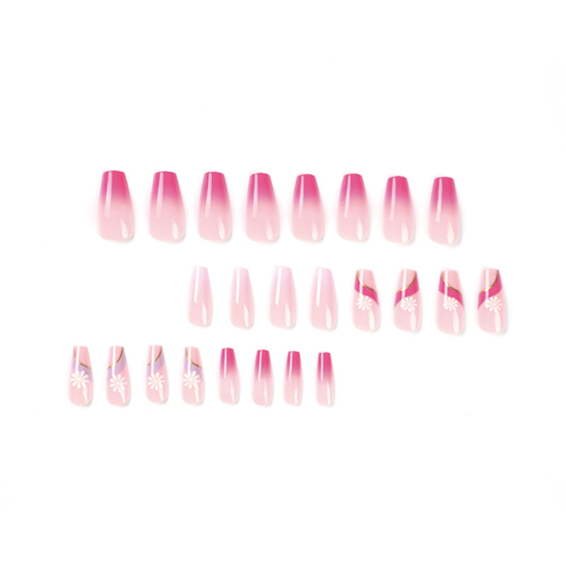 Artful nail extensions with colorful ombre design and floral accents Bowlift