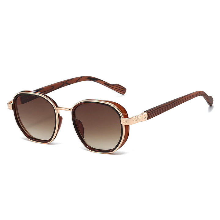 Geometric Framed Sunglasses with Luxurious Golden Accents Bowlift