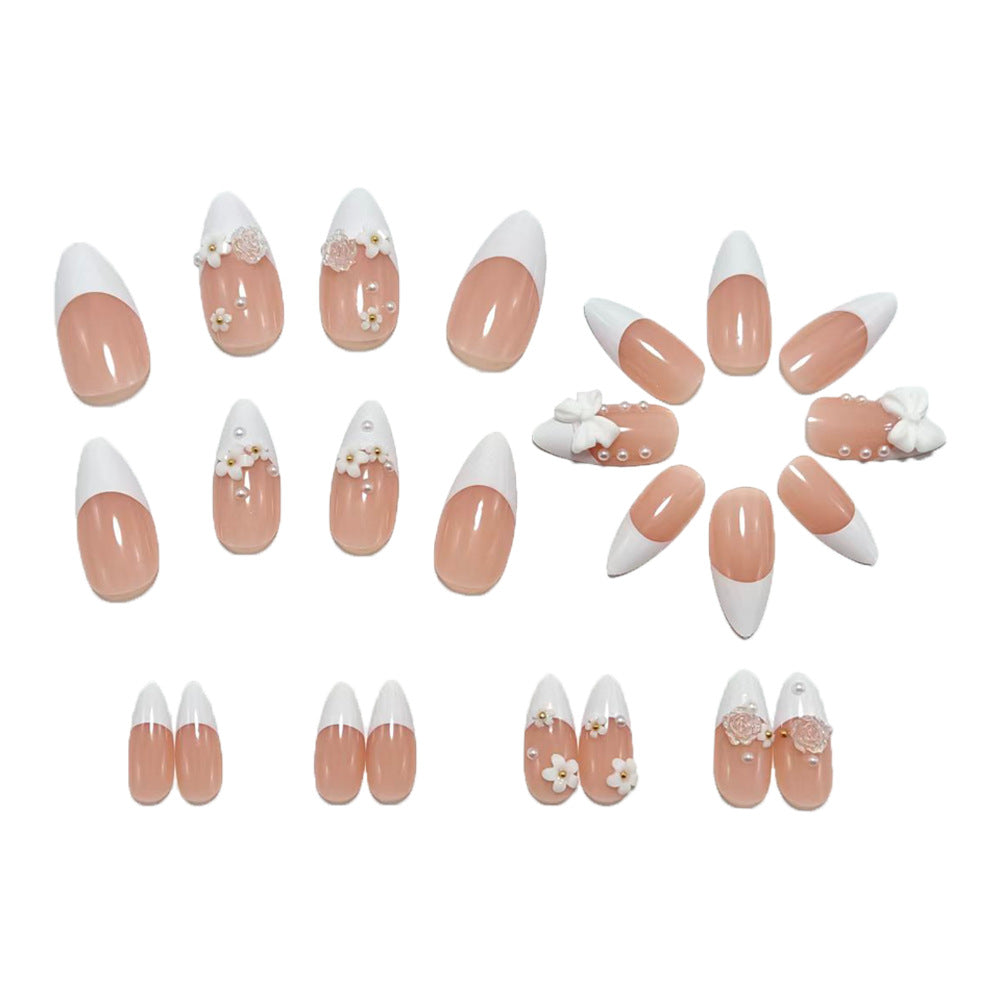 Artificial nails with elegant flower decoration Bowlift