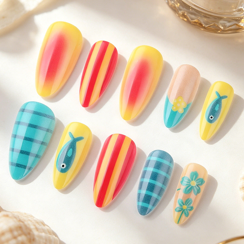 Vibrant Artistic Press-On Nail Set Bowlift