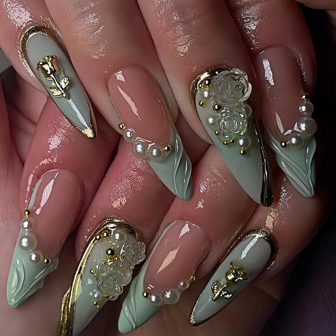 Decorative Stiletto Press-On Nail Art Extensions Bowlift