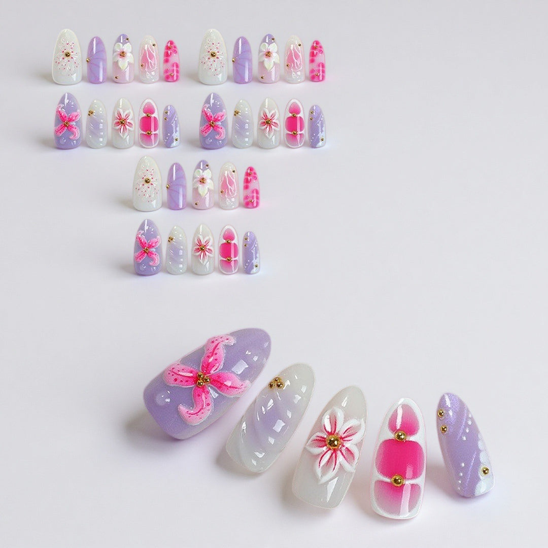 Artistic Press-On Nail Set Bowlift