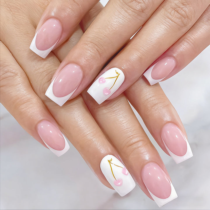 Elegant Cherry Blossom Gel Nail Art Bowlift