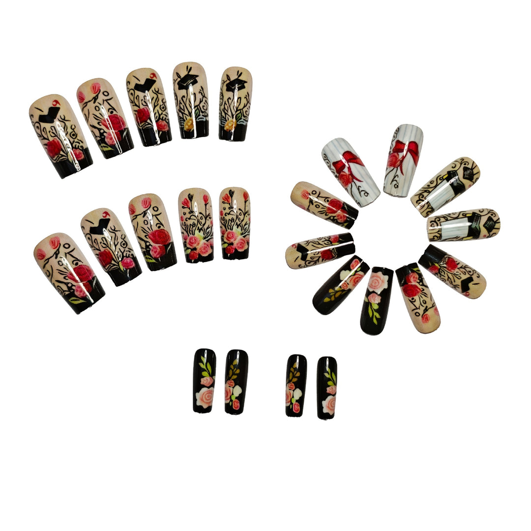 Glamorous artificial nails with floral designs Bowlift
