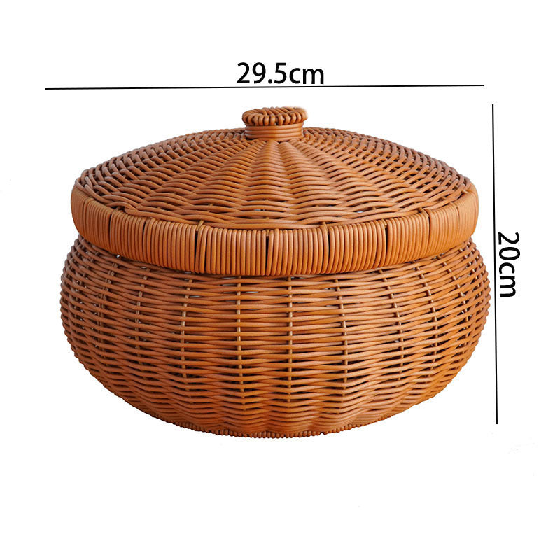 Women's Round Storage Basket with Lid Bowlift