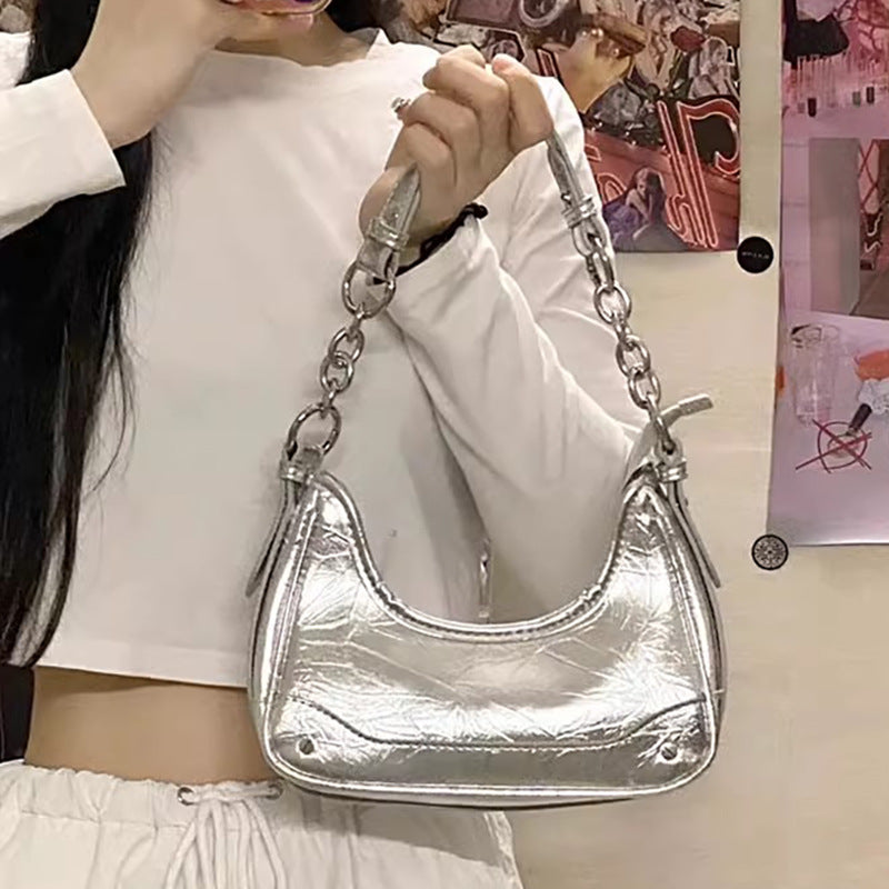 Chic Metallic Shoulder Bag Bowlift