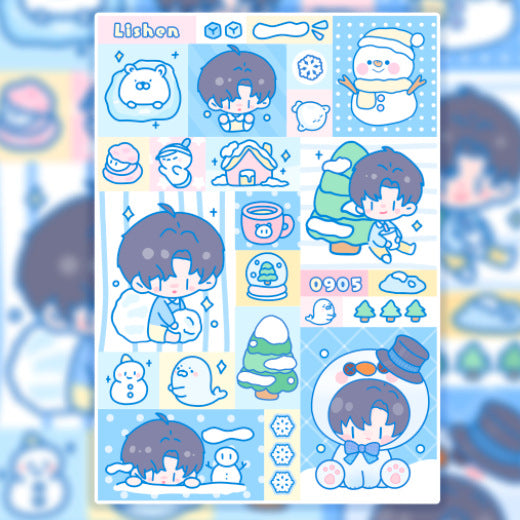 Cute Cartoon Style Sticker Sheet
