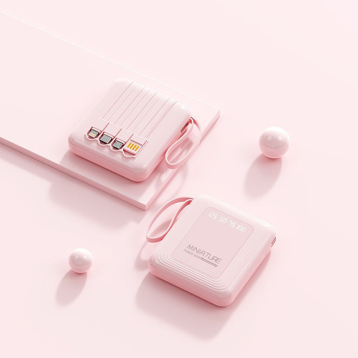 Mini power bank with integrated multifunction charging cable Bowlift