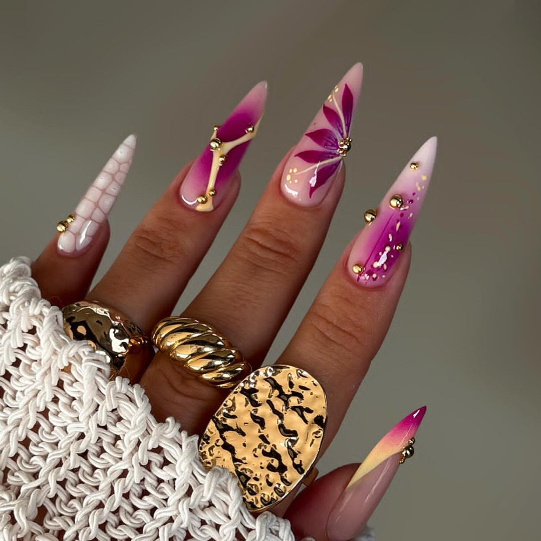 Exquisite Artificial Nails with Glamorous Accents Bowlift