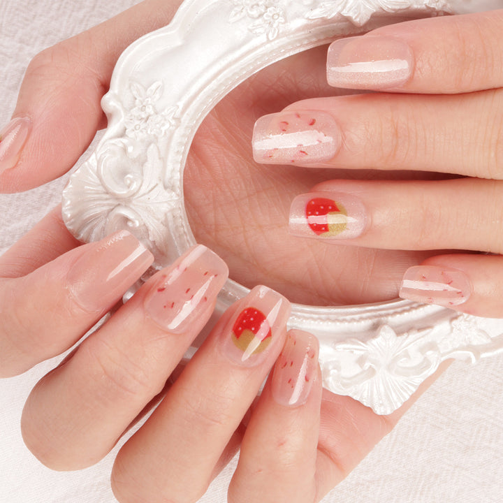 Cute Strawberry-Themed Press-On Nail Set Bowlift