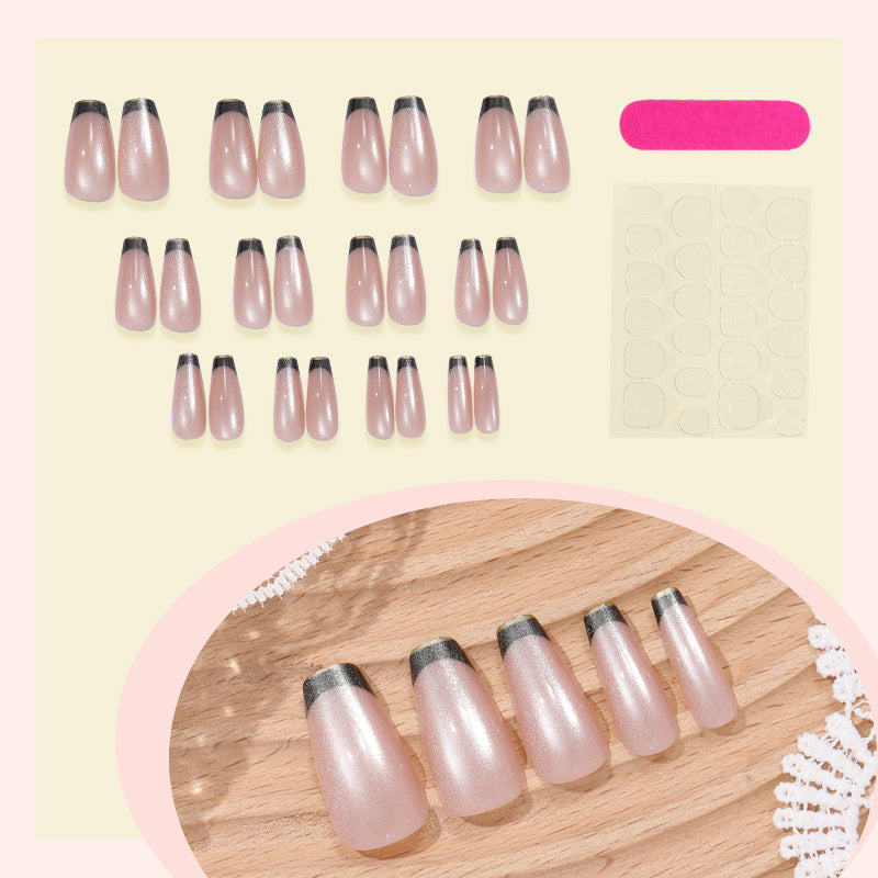 Acrylic nail set with elegant French design and glitter accents Bowlift
