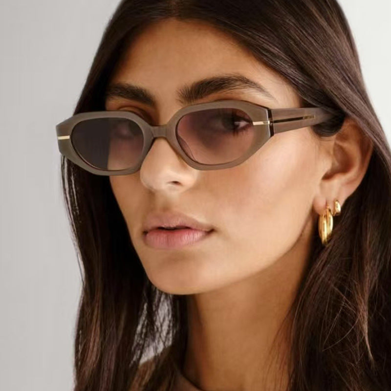 Women's stylish geometric sunglasses with mirrored lenses and unique frame Bowlift