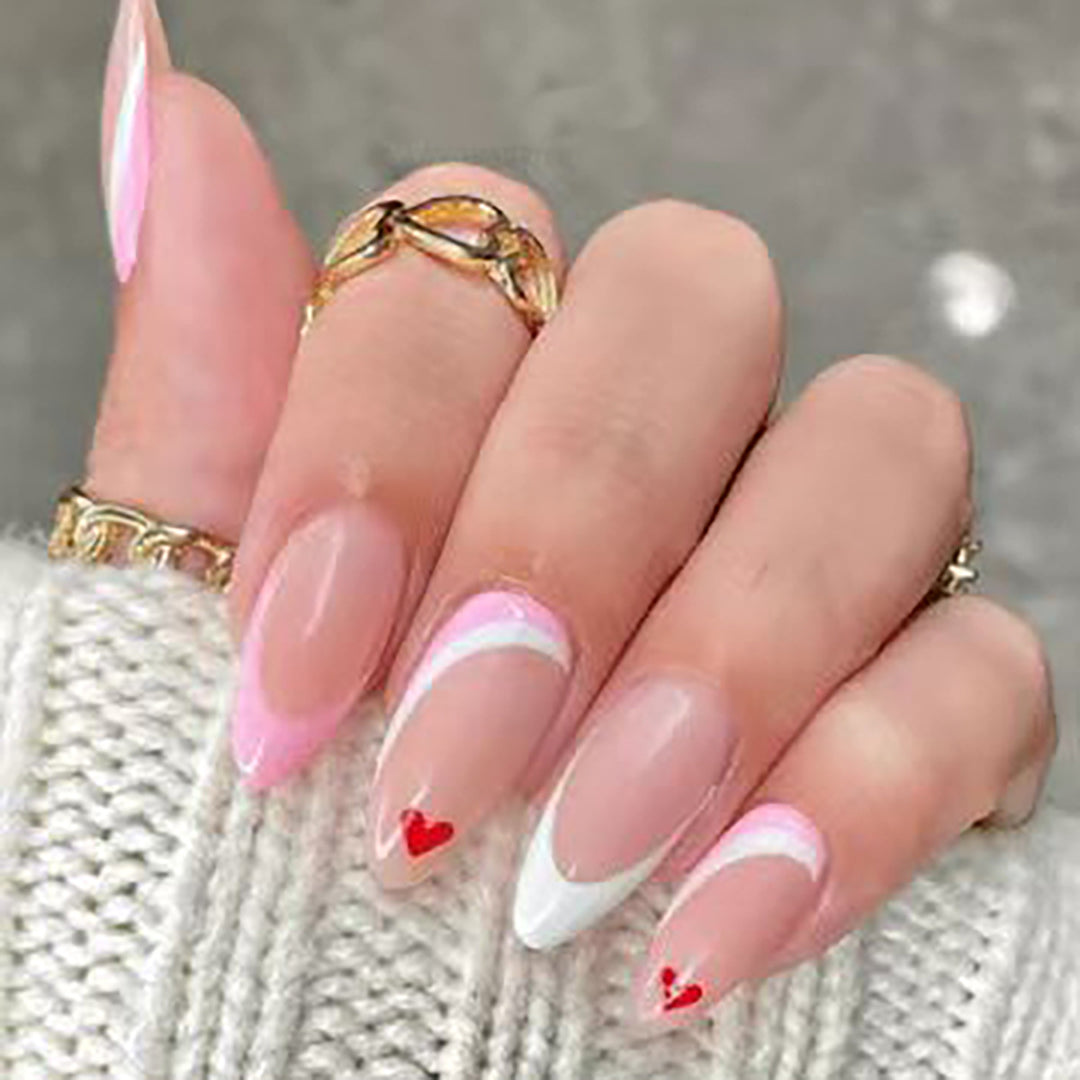Artistic Heart-Embellished Nail Design Bowlift